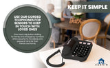 Big Button Phone for Seniors - Corded Landline Telephone - One-Touch Dialling for Visually Impaired - Amplified Ringer with Loud Speaker for Hearing Impaired, Ergonomic Non-Slip Grip