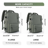 Large Travel Backpack Women, Carry On Backpack,Hiking Backpack Waterproof Outdoor Sports Rucksack Casual Daypack with USB Charging Port Shoes Compartment, Dark Green