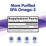 OmegaVia EPA 500 Omega-3 Fish Oil, 120 Capsules, 500 mg EPA/Pill, High-Purity EPA Formula (Triglyceride Form), IFOS 5-Star Certified, w/Fish Gelatin Capsule, Gluten-Free, Non-GMO