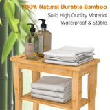 Bamboo Shower Bench & Stool Waterproof - Wood Shower Bench with Storage Shelf for Inside Shower(Classic Natural)