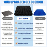 Gel Wheelchair Seat Cushion for Long Sitting - Cooling Office Chair Cushion for Sciatica, Back, Pressure Sore, Tailbone Pain Relief - Soft & Breathable Butt Pillow with Non-Slip Cover for Wheelchair