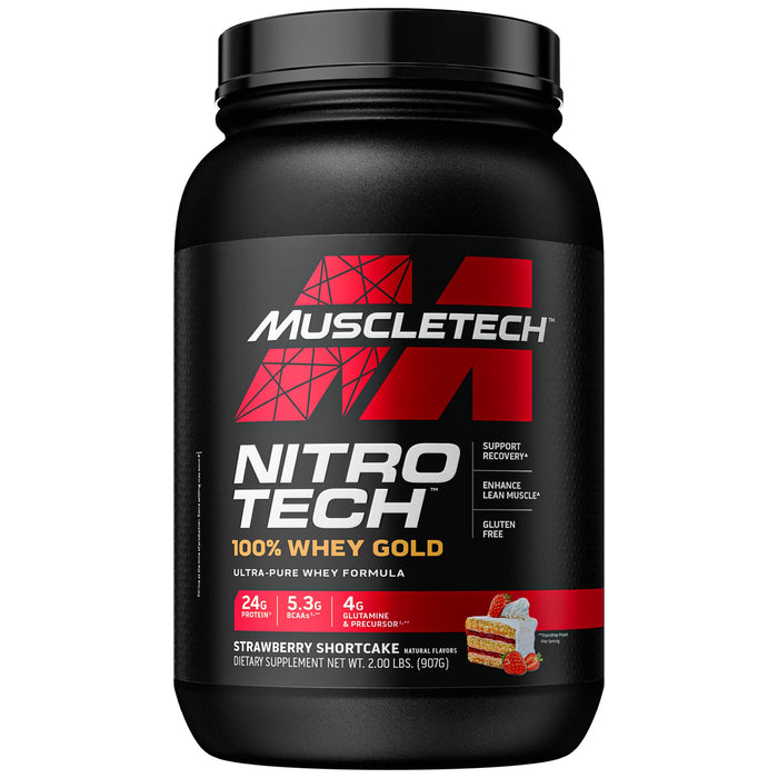 Whey Protein Powder | MuscleTech Nitro-Tech Whey Gold Protein Powder | Whey Protein Isolate Smoothie Mix | Protein Powder for Women & Men | Strawberry Protein Powder, 2 lbs (28 Serv)-package varies