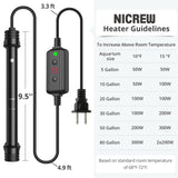 NICREW Aquarium Heater 200W, Temperature Adjustable Fish Tank Heater with Controller for 30-50 Gallon, Overheat Protection