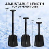 CARTMAN 32.5 Inch Folding Emergency Snow Shovel 3 Piece Aluminum Lightweight Portable Sport Utility Shovel for Car Trunk Camping Garden Beach, Black