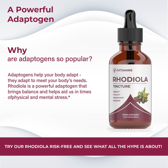 Rhodiola | Rhodiola Rosea | Rhodiola Supplement | for Brain, Energy, Stamina, Stress, & Mood Support | Energy Supplements | Rhodiola Rosea Supplement | Rhodiola Tincture | (1oz: 1 Pack)