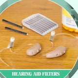 TrelaCo 96 Pcs Hearing Aid Ear Wax Guard Filter Cerumen Stop Cleaning Tool Accessories Hearing Aid Cleaning Kit with Carry Case Compatible with Phonak, Widex, Resound Wax Traps, 12 Packs