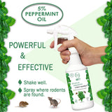 Minty Rodent Repellent, Natural 5% Peppermint Oil Spray for Mice, Rats, Chipmunks and Rodents, Indoor and Outdoor, House and Car Engine Use, 16 fl oz Pint