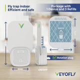 VEYOFLY, Flying Insect Trap, Insect Catcher, Indoor Fly Trap, Safer Home, Fruit Fly Traps for Gnat, Moth, Mosquito, Bug Light Plug in Insect Killer (1 Device + 3 Glue Cards)