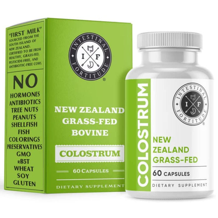 Intestinal Fortitude 100% Grass Fed New Zealand Cows Colostrum Capsules, Grassfed, Hormone Free, GMO Free, Optimal Gut Health and Immune System Support, Leaky Gut, IBD, 500 mg Capsules, 60 CT