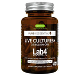 Live Cultures+ Lab4 Probiotics & Prebiotic, Vegan, Non-GMO, Lactobacillus Acidophilus & Bifidobacterium, Guaranteed 25 Billion CFU, Non-Bloating Gut Health Support, 30 Capsules, by Igennus