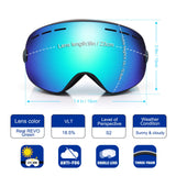 EXP VISION Snowboard Ski Goggles Men Women Youth, Anti Fog OTG Winter Snow Goggles Spherical Detachable Lens