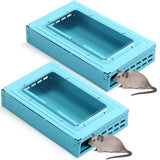 Kittmip 2 Pack Multi Catch Mouse Trap Clear Top Humanized Mouse Trap Reusable Mouse Trap PET and Kids Security for Indoor Outdoor Garage House and Kitchen (Blue)