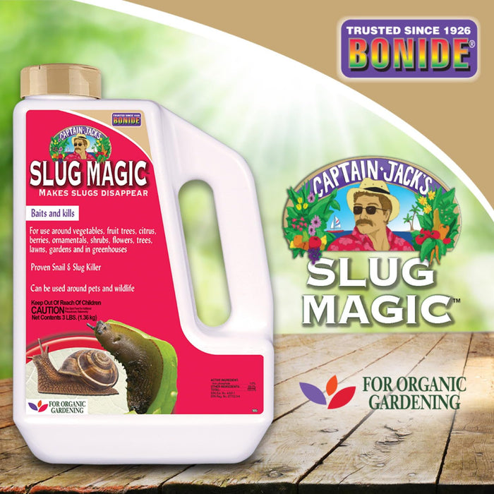 Bonide Captain Jack's Slug Magic Granules, 3 lbs. Snail & Slug Killer, For Organic Formula, Pet Safe Formula