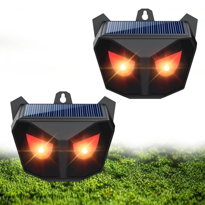 Solar Nocturnal Animal Repeller, Wild Animal Predator Deterrent with Red LED Lights,Waterproof. Scares Away Skunks, Deer, Coyotes, Foxes, Raccoons and Deer, Unit Count