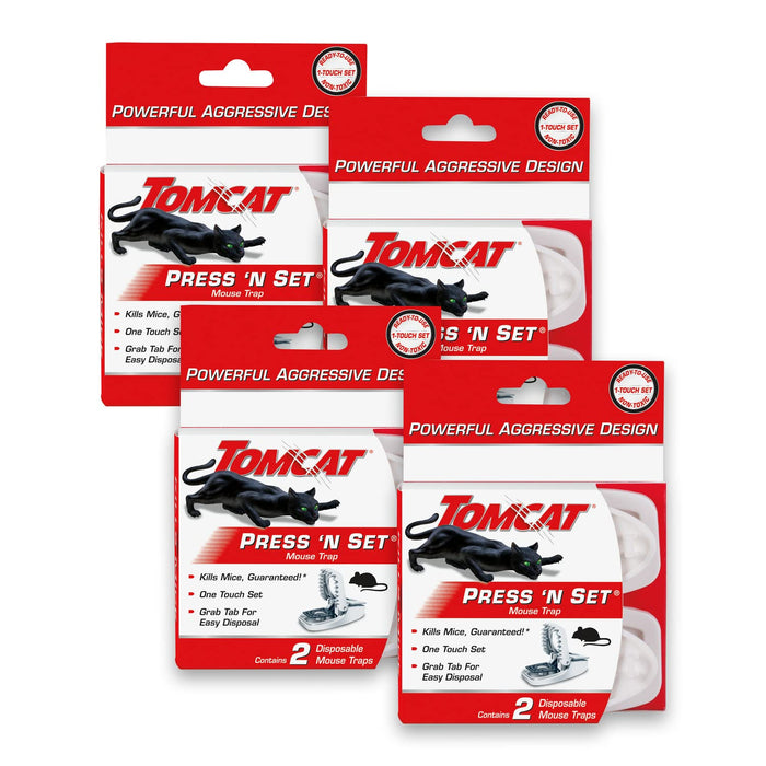 Tomcat Press 'N Set Mouse Trap, 4-Pack (8 Traps)