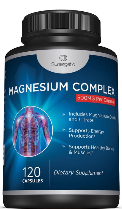 Premium Magnesium Citrate Capsules – Powerful 500mg Magnesium Oxide & Citrate Supplement – Helps Support Healthy Bones, Muscles, Teeth, Energy & Relaxation – 120 Vegetable Capsules