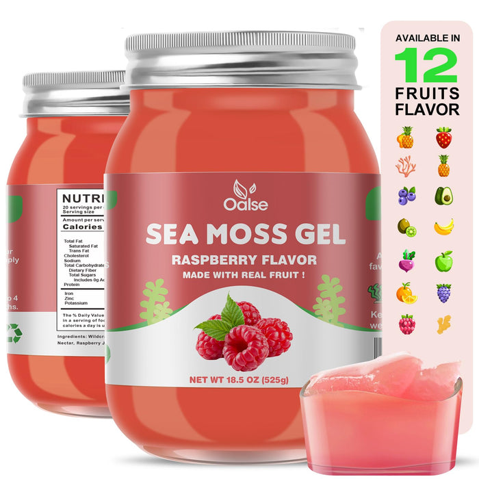 Irish Sea Moss Gel - Nutritious Sea Moss Advanced Superfood for Antioxidant & Immune Support Raspberry Flavor 18.5OZ