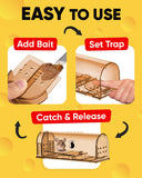 Motel Mouse Humane Mouse Traps No Kill Live Catch and Release 4 Pack - Reusable, Easy to Use & Clean, No Touch Release, Sensitive Includes Cleaning Brush, Instruction Manual & Video - Mousetrap Indoor