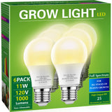 Grow Light Bulbs, Briignite LED Grow Light Bulb A19 Bulb, Full Spectrum Grow Light Bulb, Plant Light Bulbs E26 Base, 11W Grow Bulb 100W Equivalent, Grow Light for Indoor Plants, Seed Starting, 6 Pack