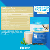 Equip Foods Grass Fed Collagen - 100% Hydrolyzed Bovine Collagen Peptides with Amino Acids - Prime Beef Collagen for Healthy Joints, Skin & Nails - Non-GMO, Paleo Friendly, 1.11 Pound, Vanilla