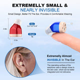 Digital hearing aids for the elderly with noise reduction, rechargeable hearing aids for adults nearly invisible, Into Ear Comfortable Wear No Squealing, portable magnetic charging pods.
