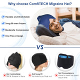 Comfitech Migraine Ice Head Wrap, Headache Relief Hat for Migraine Cap for Tension Puffy Eyes Migraine Relief Cap for Sinus Headache and Stress Relief Cold Compress (Medium Blue)