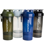 Smartshake O2GO ONE 4-Pack Protein Shaker Bottle 600 ml | 20 oz - Storage Included - Leakproof Screw-on Lid - BPA Free – Unisex - Mist Gray, Army Green, Black, Navy Blue