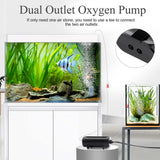 AQQA Aquarium Air Pump,3.5W 5W Dual Outlet Oxygen Pump with 2 Air Stone,Adjustable Air Valve Quiet Bubbler Pump,Up to 160 Gallon Fish Tank (5w)