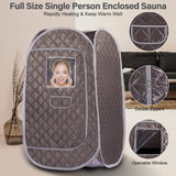 Portable Sauna Tent, Foldable One Person Full Body Spa for Detox Therapy Without Steamer - Dark Grey