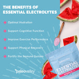 Paleovalley Essential Electrolytes Powder - Full Spectrum Watermelon Electrolyte Powder for Hydration, Energy and Muscle Recovery - No Sugar Added - 28 Servings
