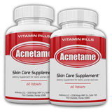 Acnetame Acne Pills 2 Pack 120 Pills- Vitamin Supplements for Acne Breakouts- Hormonal Pimple Tablets to Clear Oily Skin for Women, Men, Teens, and Adults