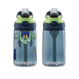 Contigo Aubrey Kids Cleanable Water Bottle with Silicone Straw and Spill-Proof Lid, Dishwasher Safe, 14oz 2-Pack, Blueberry & Monsters