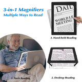 Magnifying Glass for Reading, 10"x 6" Large Lightweight Magnifier with 50 Bright LED Lights Provide Full Book Page Viewing Area Evenly Lit Perfect for Low Vision Person and Seniors Black