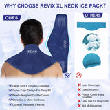 REVIX XL Neck Ice Pack for Injuries Reusable, Hot and Cold Pack for Neck and Shoulders Pain Relief, Office Neck Pressure, Sprains, Ice Gel Pack for Muscles Spasms & Inflammation, Navy