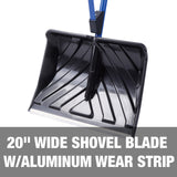 Snow Joe SJ-SHLV20 Shovelution 20-Inch, Strain-Reducing Snow Shovel w/ Spring Assisted Handle + Impact-Resistant Blade, Blue