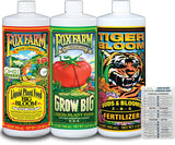 FoxFarm Liquid Nutrient Trio Soil Formula: Big Bloom, Grow Big, Tiger Bloom (Pack of 3-32 oz Bottles) + Twin Canaries Chart