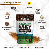 Opportuniteas Coffee Whey Protein Powder - Low Carb & Keto Friendly - Grass Fed Whey Isolate + Colombian Coffee - 60 mg Caffeine for Energy - Pre or Post Workout Drink Mix, Shake & Smoothies - 1 lb