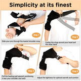 Comfytemp Shoulder Heating Pads for Rotator Cuff Pain Relief - FSA HSA Eligible Heated Shoulder Wrap Brace with 3 Heat Settings, 2H Auto-Off, Heating Pad for Mom, Dad (Black, Support S/M/L Size)