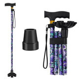 Walking Cane ATMTV Cane for Woman | Mobility & Daily Living Aids | 5-Level Height Adjustable Walking Stick | Comfortable Plastic T-Handle Portable Folding Cane with Replace Tip Violet Printing