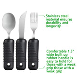 YPC Adaptive Utensils,Easy Grip Silverware,Built-Up Fork,Spoon and Rocker Knife for Adults,Elderly,Arthritis,Tremors and Parkinsons,3 Piece Set