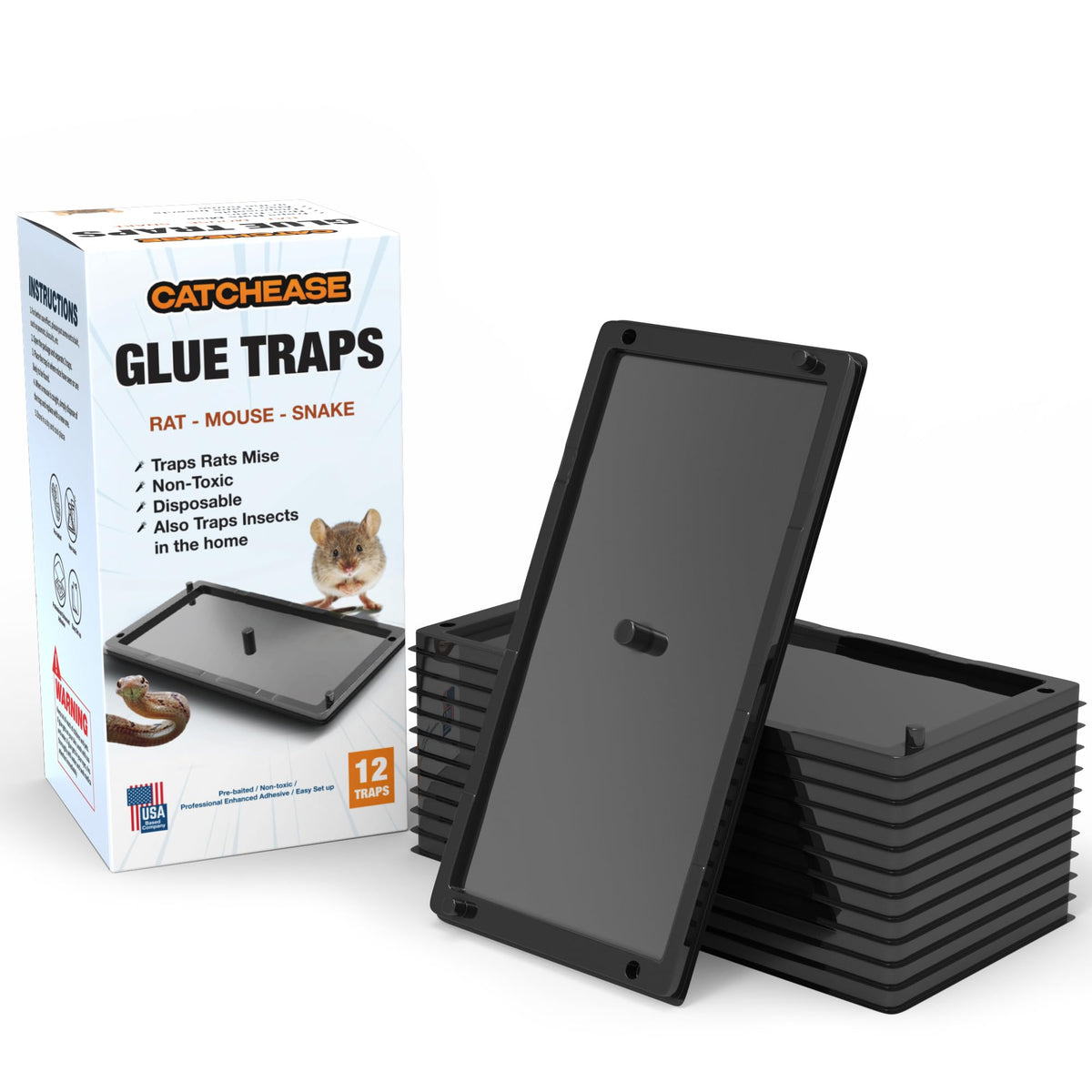 Large Rat Mouse Glue Traps - 12 Pack Indoor Pre-Baited Super Sticky Ad