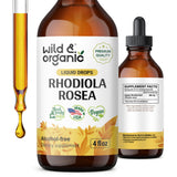 Rhodiola Rosea Tincture - Organic Rhodiola Supplement fot Stress & Mood Support - Rhodiola Root Liquid Extract - Vegan, Alcohol Free Drops - 4 fl oz