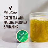 VitaCup Green Tea Pods, Enhance Energy & Detox with Matcha, Moringa, B Vitamins, D3, Keto, Paleo, Vegan, Recyclable Single Serve Pod, Compatible with Keurig K-Cup Brewers,32 Ct