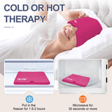 EXQUISLIFE Migraine Headache Relief Cap, Gel Ice Head Wrap, Hot and Cold Therapy, Headache Eyes Mask for Sinus, Puffy Eyes, Tension and Stress Relief (Hot Pink)