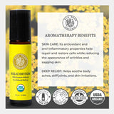 Organic Helichrysum Italicum Essential Oil & Jojoba Roll On, 100% Pure USDA Certified Aromatherapy for Skin Vitality & Anti-Aging - 10 ml Roller by Silk Road Organic - Always Pure, Always Organic