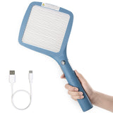 mafiti 2 in 1 Electric Fly Swatter Rechargeable with Flashlight Mosquito Zapper Bug Zapper Racket Fly Killer Indoor Outdoor Camping Accessories (Blue)