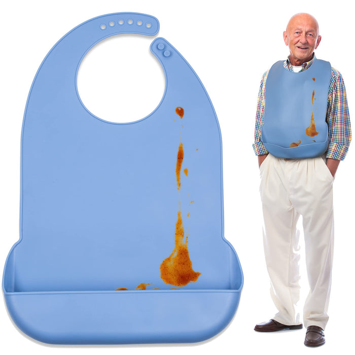 Adult Bibs for Eating – Washable Silicone Adult Bibs for Elderly Men and Women, Plastic Bibs for Adults Senior Citizens, Disabled Products for Adults, Clothing Protectors with Crumb Catcher