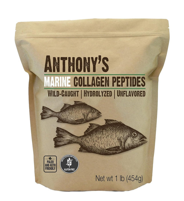 Anthony's Hydrolyzed Marine Collagen Peptides, Gluten-Free, Paleo and Keto Friendly, Unflavored, 1-Pound