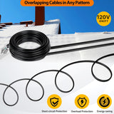 Eastrexon 50FT Roof Snow De-Icing Kit, Heat Tape for Roof and Gutters, Self-Regulating Heat Cable with LED Plug, 8W/FT 120V Roof Heat Tape for Ice Dam & Pipe Freeze Prevention