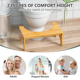 PheeHong Toilet Stool Bamboo Poop Stool for Bathroom - 7 Inches Height for Adults and Kids Squat Foot Stool can Relieve Intestinal Pressure and Help Defecation